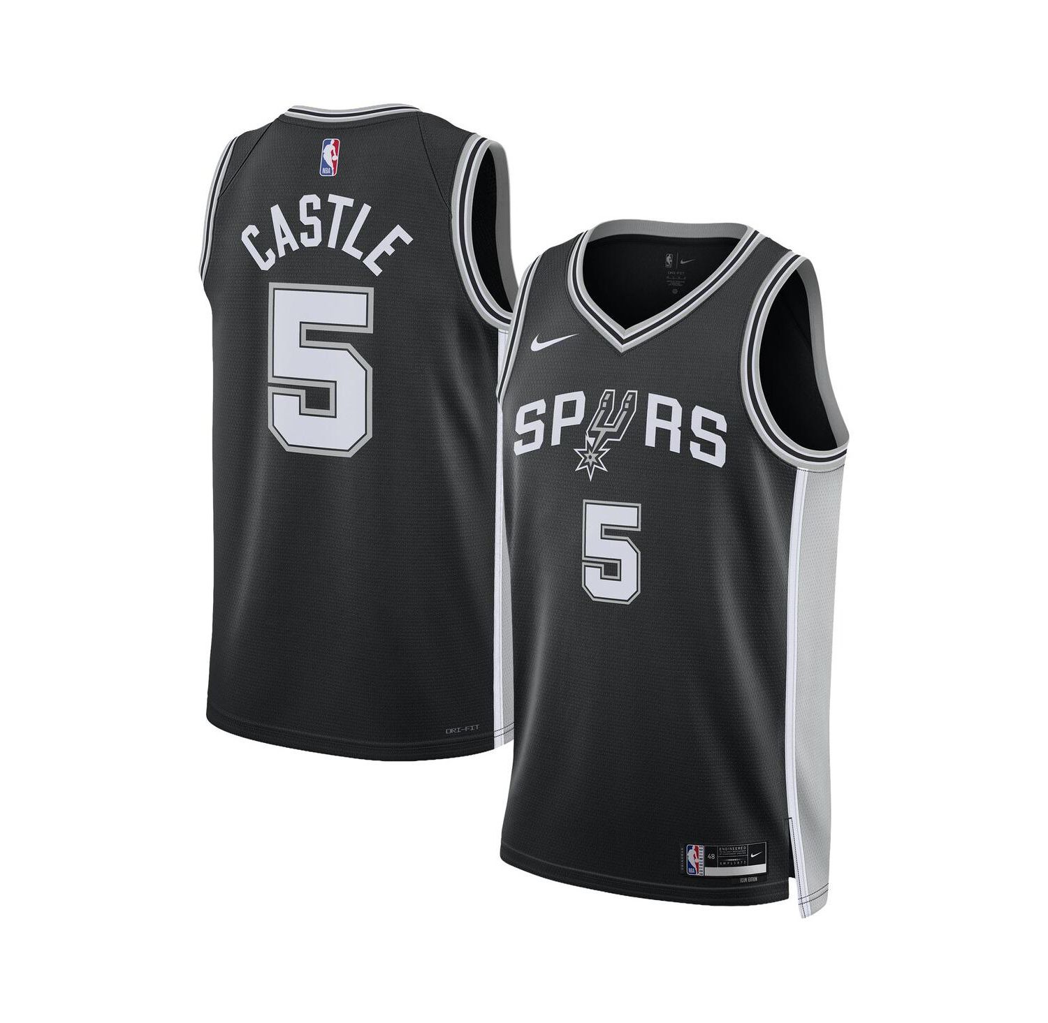 Men's and Women's Stephon Castle Black San Antonio Spurs Swingman Icon Edition Jersey