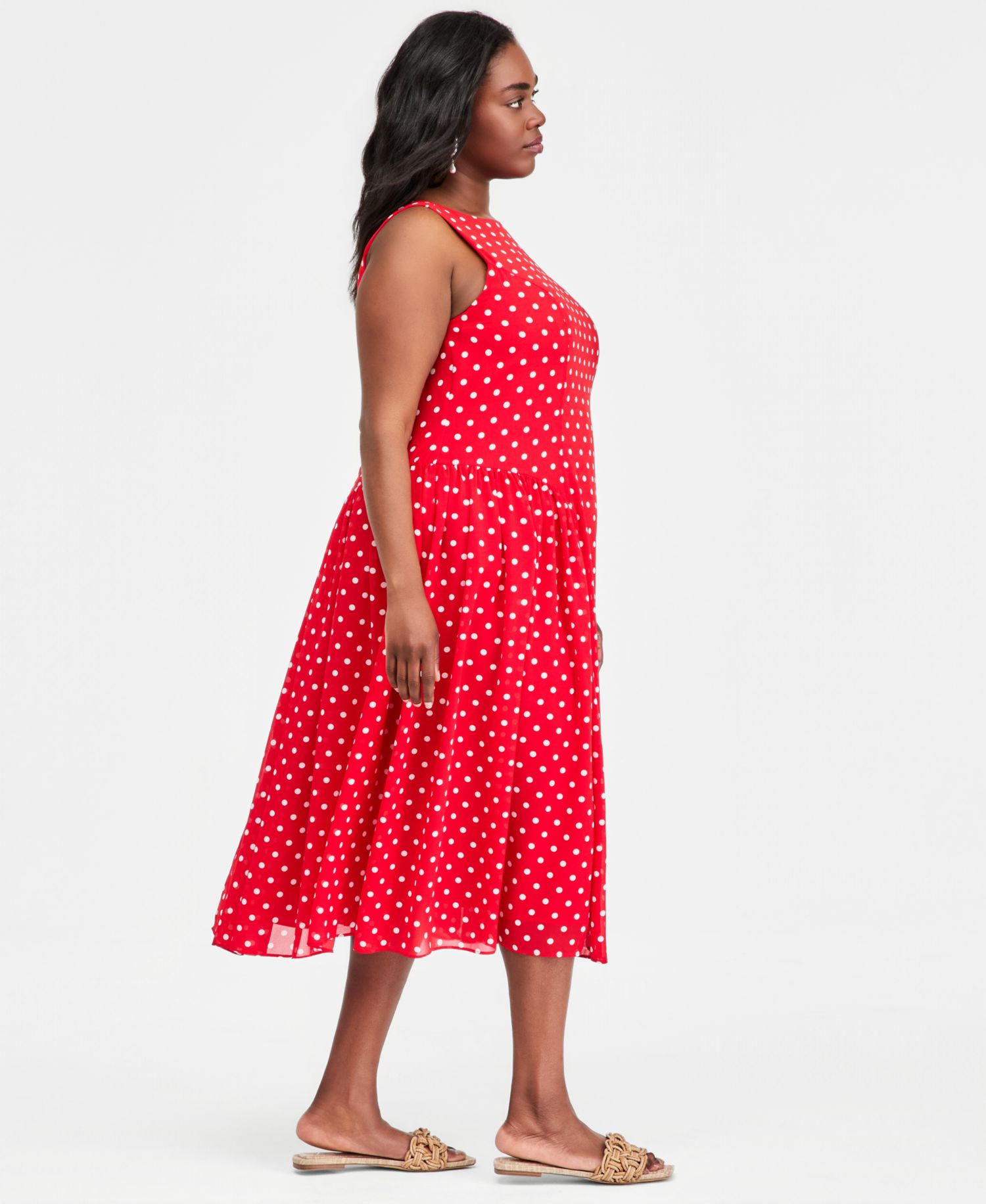 Plus Size Drop-Waist Midi Dress