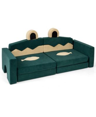 Modular Kids Play Couch with Velvet Cover for Creative Play