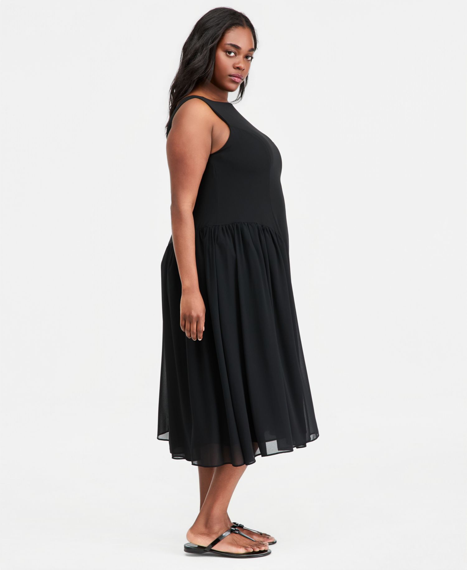 Plus Size Drop-Waist Midi Dress