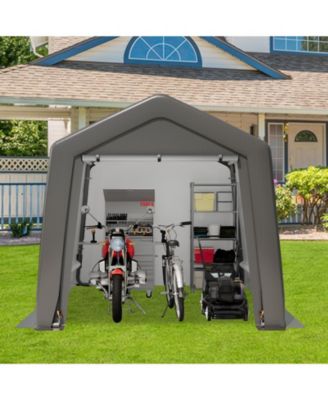 Portable Outdoor Storage Shed with Galvanized Steel Frame, Waterproof UV-Resistant PE Fabric and Roll-Up Door, Backyard Garden Tool Shelter