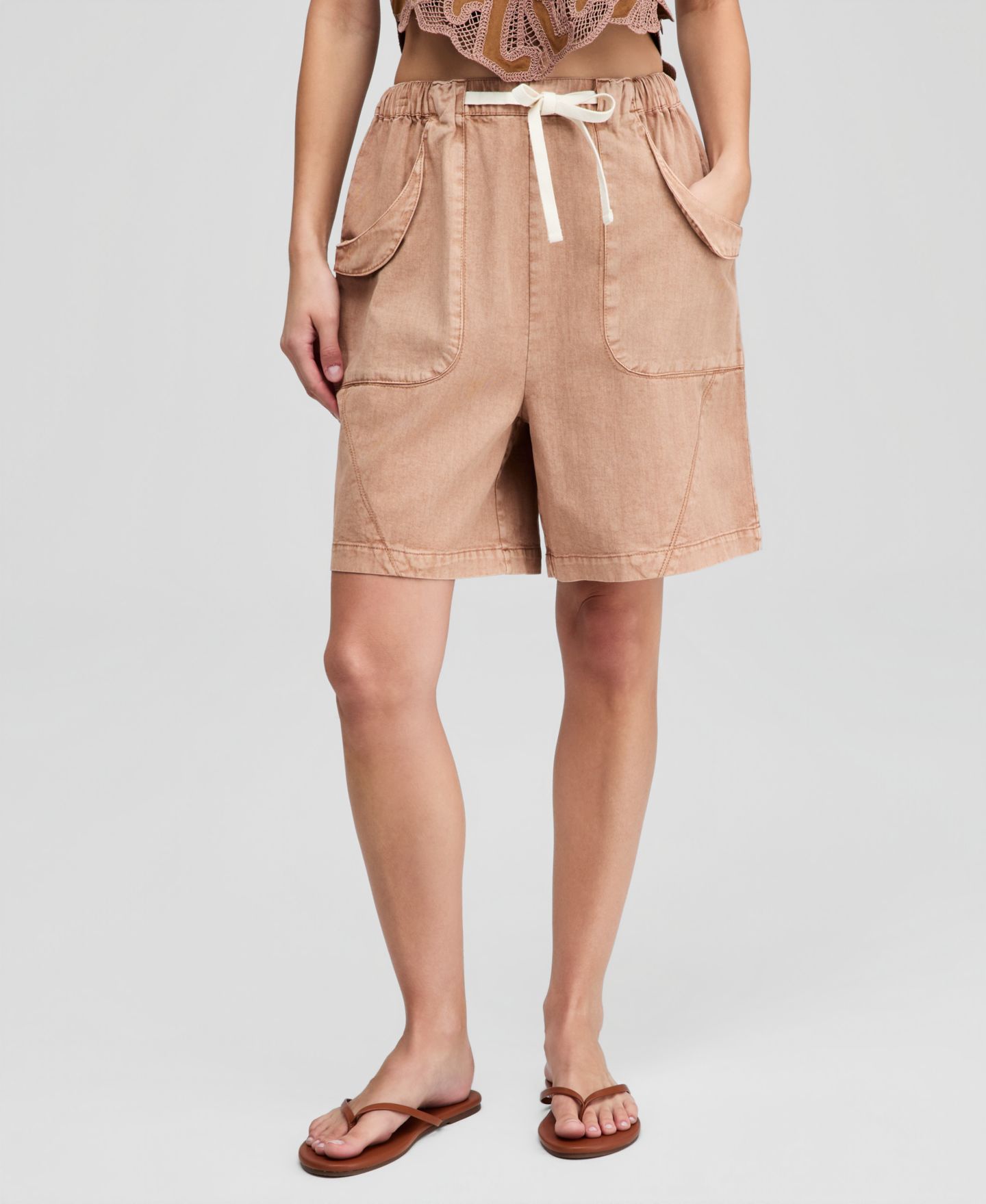 Женские шорты And Now This Cotton Drawstring Bermuda, цвет: Латте — фото 3