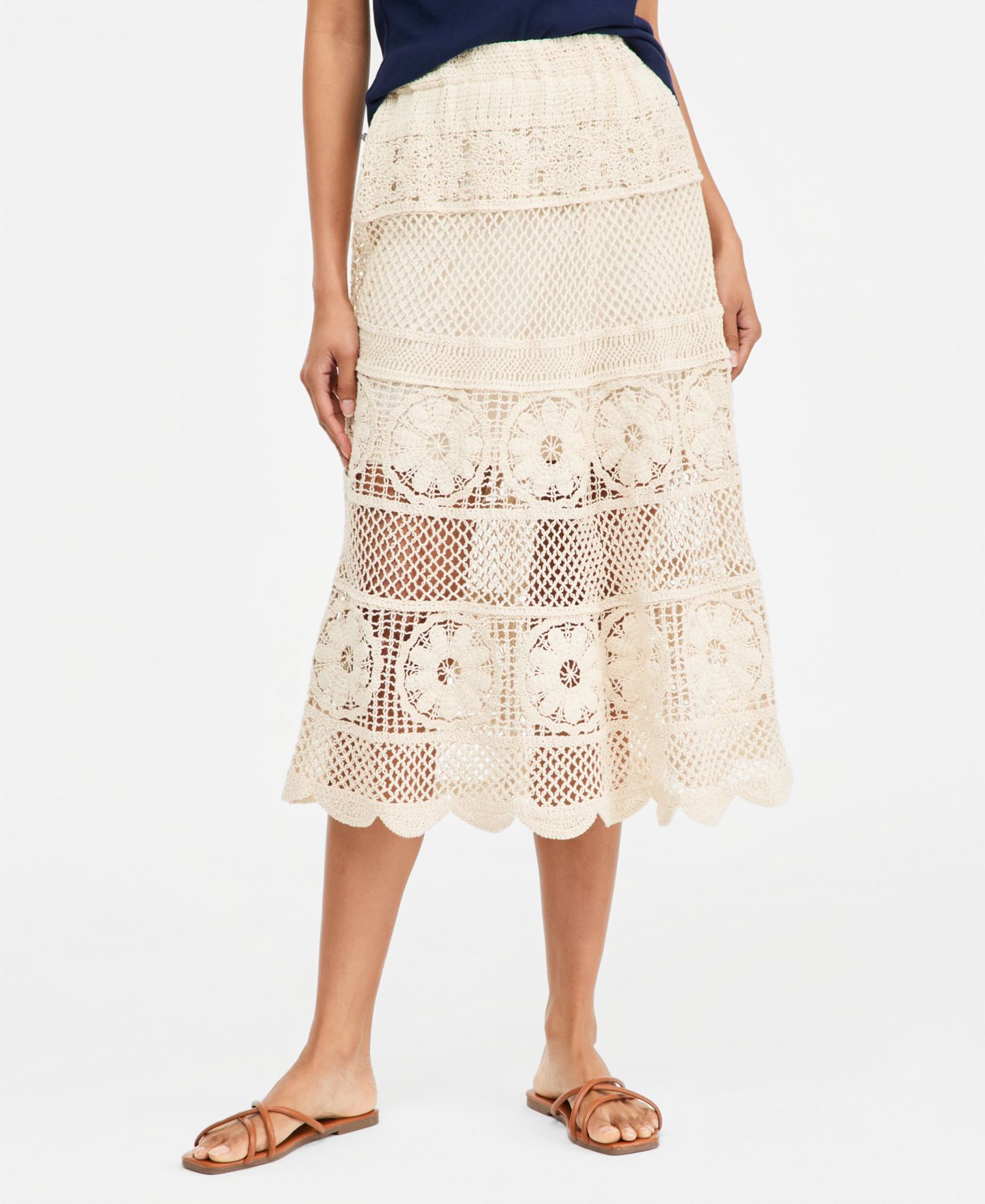 Женская юбка On 34th Crochet Midi, цвет: Слоновая кость — фото 4