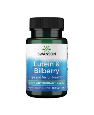 Swanson Standardized Lutein and Bilberry, Eye Sight and Eye Health, Reduces Eye Fatigue and Strain, Natural Supplement Formula, 120 Softgels