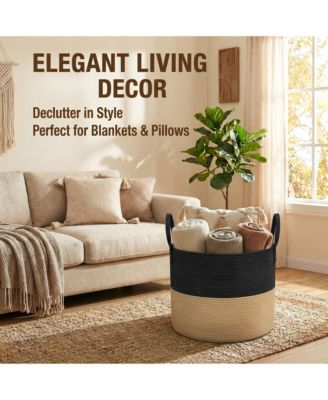 Cotton Rope Blanket Basket Laundry Hamper Storage Bin Gift Basket