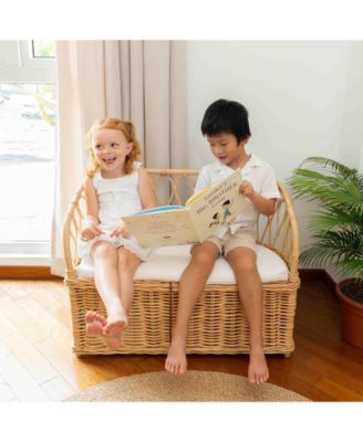 Callie Handcrafted Rattan Kids Storage Bench Couch - Wicker