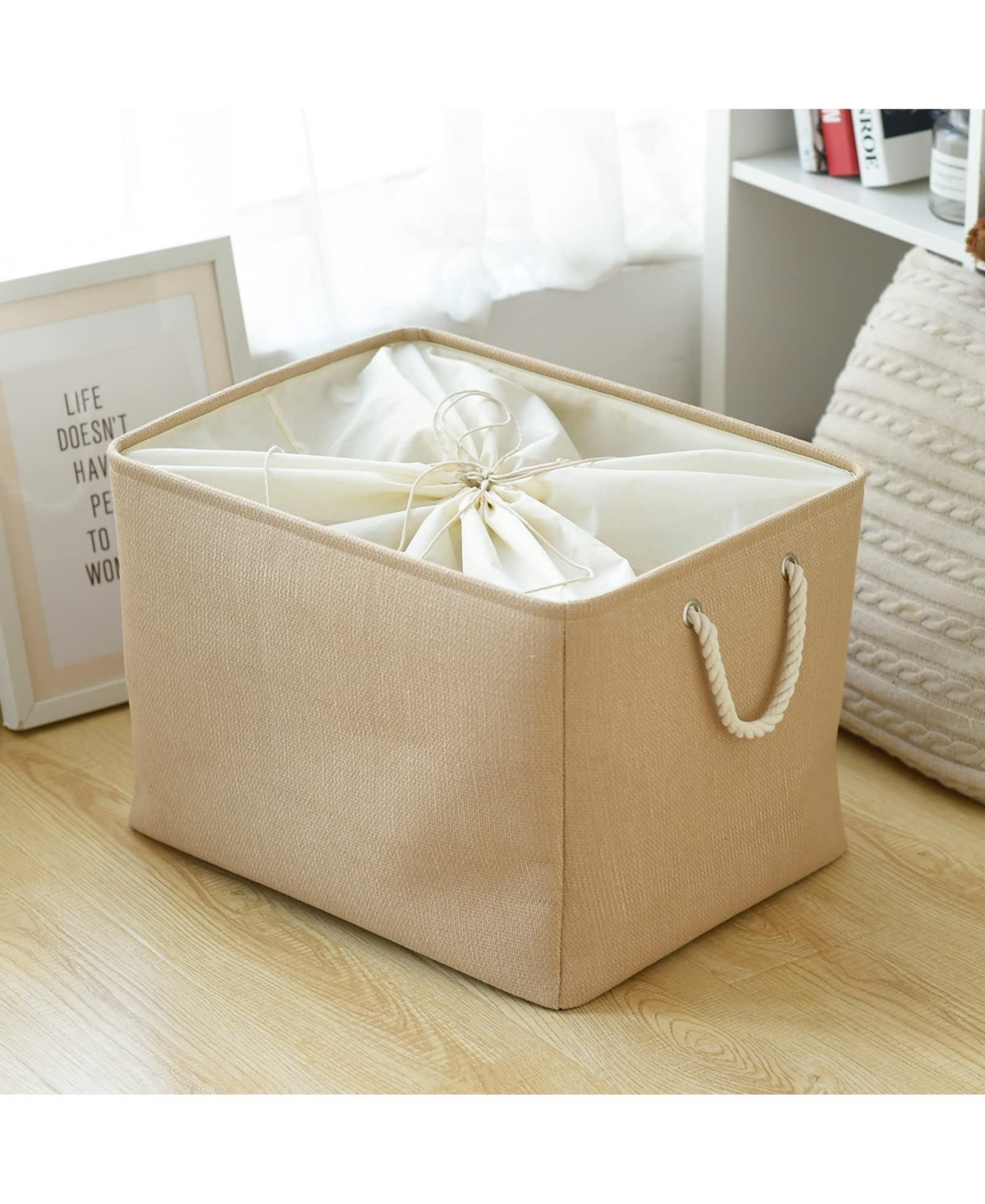 Gnuadz 3pack Storage Bins Canvas Basket Organizer with Handles Gift