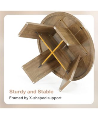 Round Coffee Table, 39.37" Wooden Circle Coffee Table with Splayed Legs