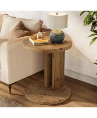 Farmhouse End Table for Living Room, Bedroom, Easy Assembly