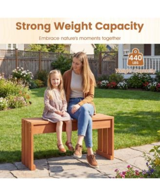2-Person Outdoor Bench with Solid Wooden Frame for Backyard