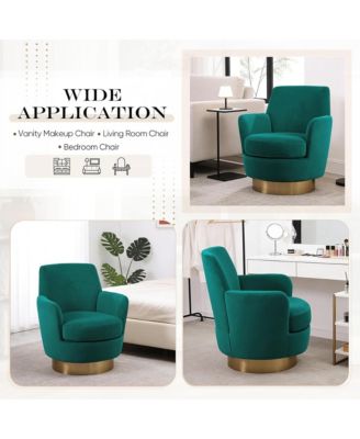 360degree(s) Swivel Barrel Chair, Velvet Upholstered Round Accent Chair with Stainless Steel Base for Living Room, Read Room - (1Piece).