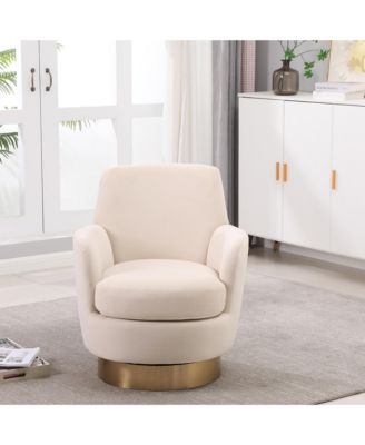 360degree(s) Swivel Barrel Chair, Velvet Upholstered Round Accent Chair with Stainless Steel Base for Living Room, Read Room - (1Piece).