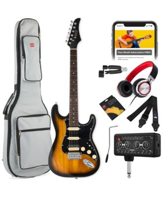 Beginner Electric Guitar Kit w/ Headphone Amp, Padded Gig-Bag, Headphones