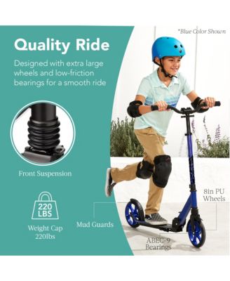 Kids Height Adjustable Kick Scooter w/ Carrying Strap, Non-Slip Deck, Kickstand