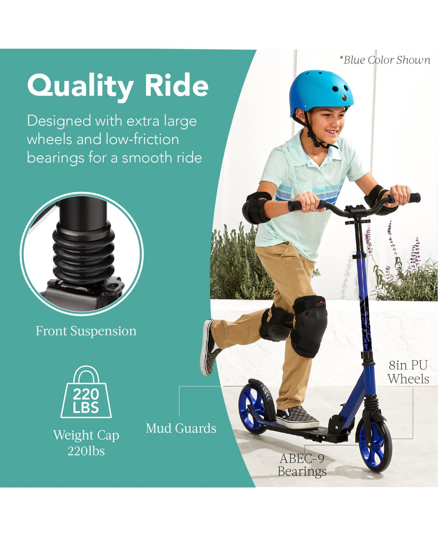 Детская игрушка Best Choice Products Height Adjustable Folding Kick Scooter with Kickstand, 220 lbs. Capacity, Ages 8+, цвет: Розовый — фото 2