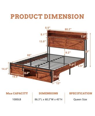 Bed Frame with Storage Headboard