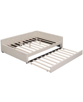 Upholstered Platform Bed with USB and Trundle