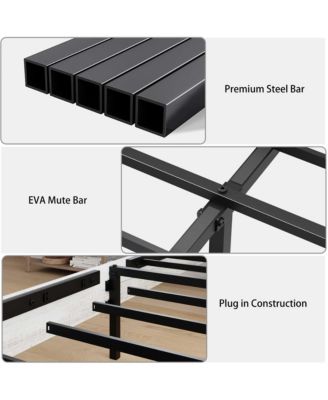 Fully floating bed frame with LED lights and charging station cushion platform bed frame