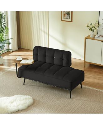 Modern 54" Velvet Loveseat with Rotating Side Table