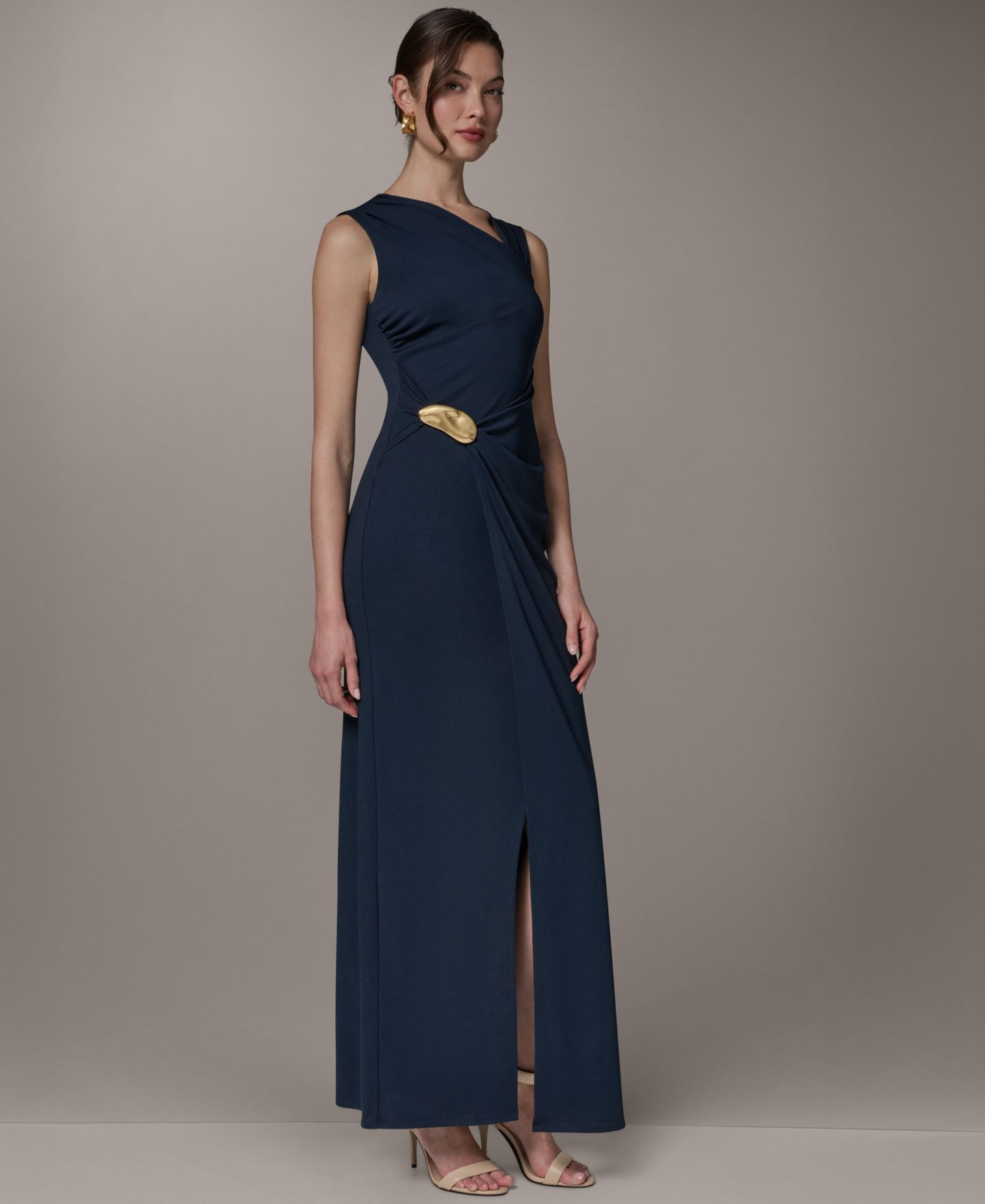 Женское платье Donna Karan New York Maxi Sleeveless Hardware Detail, цвет: Nightfall — фото 3