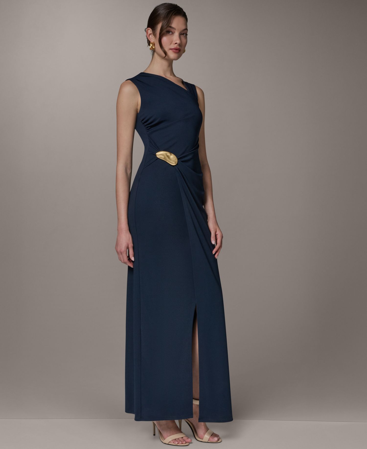 Women's Maxi Sleeveless Hardware Detail Dress