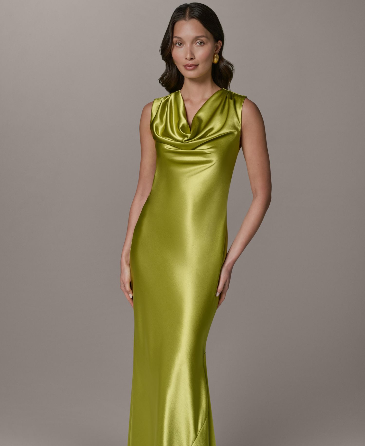 Petite Sleeveless Cowl Neck Ball Gown