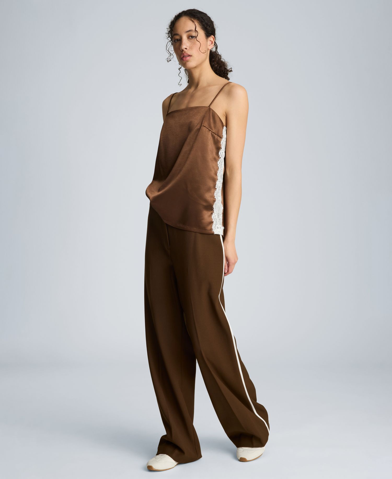 Women's Satin Camisole with Lace Side Seams