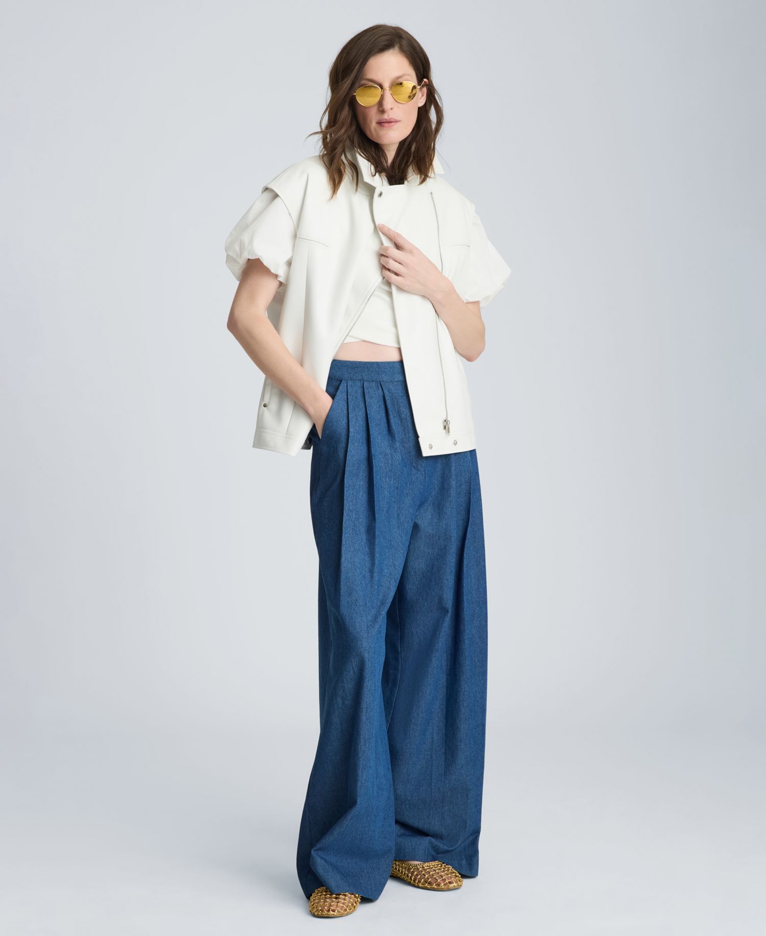 Women's High-Rise Triple Pleated Wide-Leg Pants