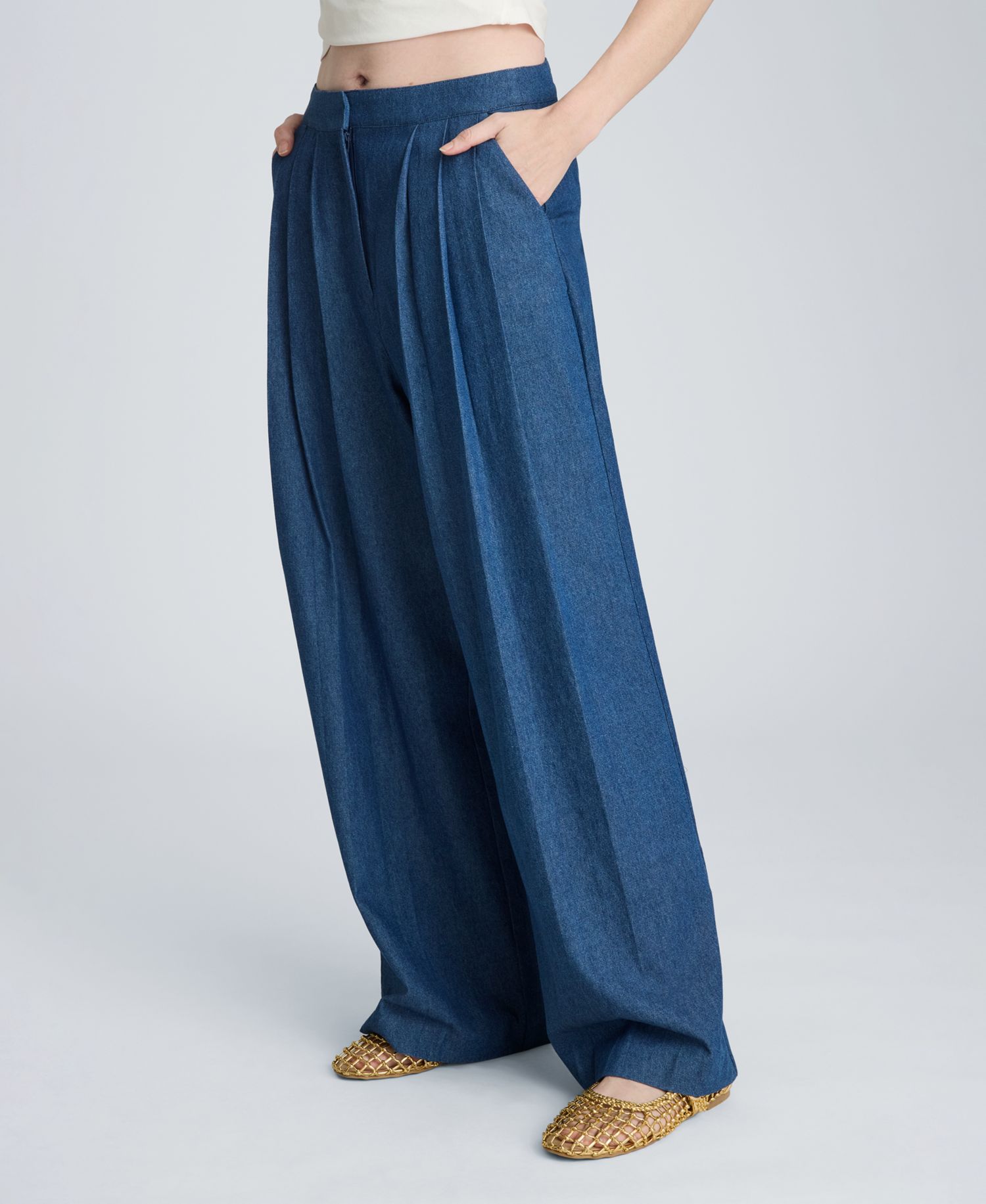 Women's High-Rise Triple Pleated Wide-Leg Pants