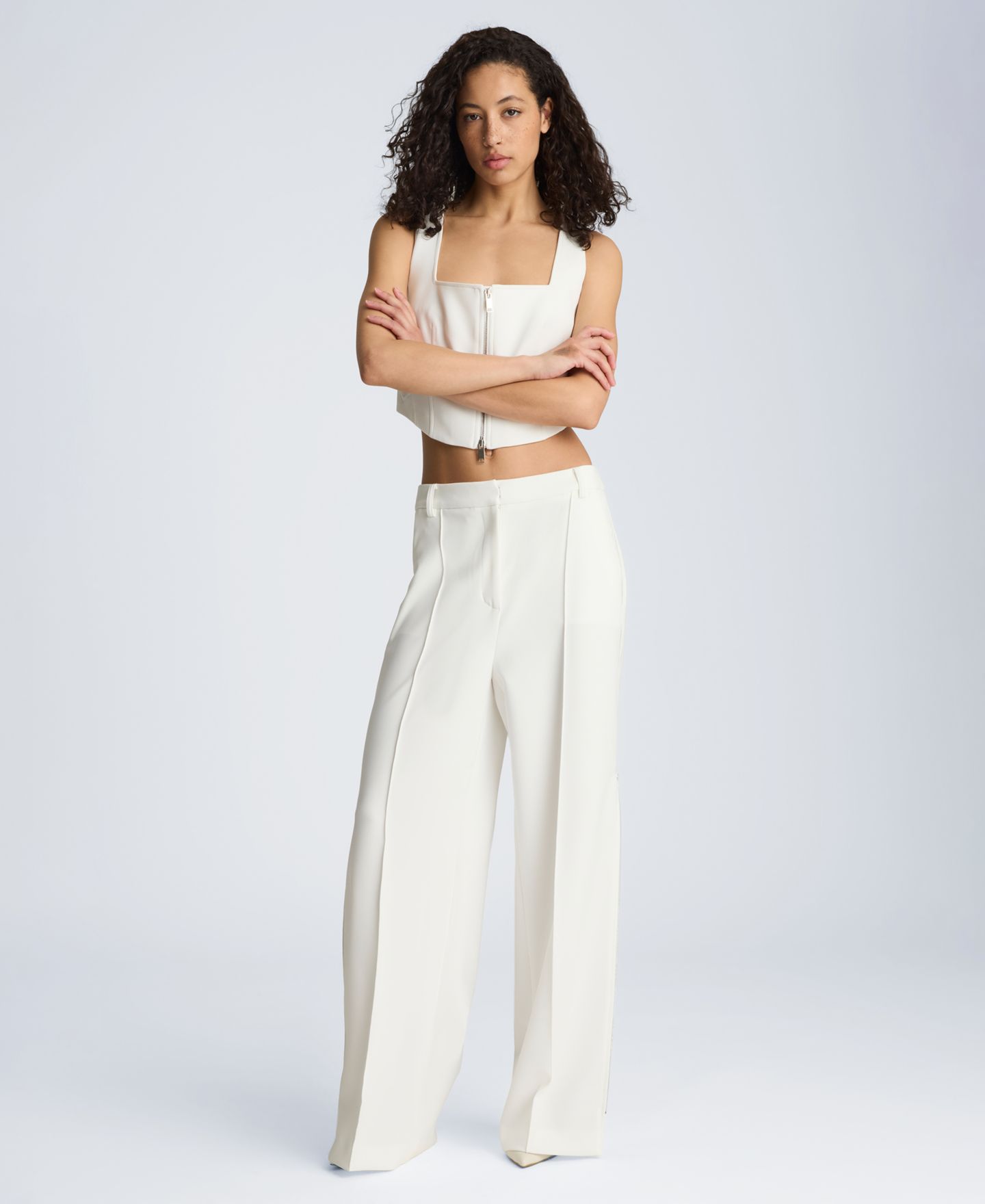 Женские брюки Kenneth Cole High-Rise Pintuck Zip Sides, цвет: Чистый белый — фото 10