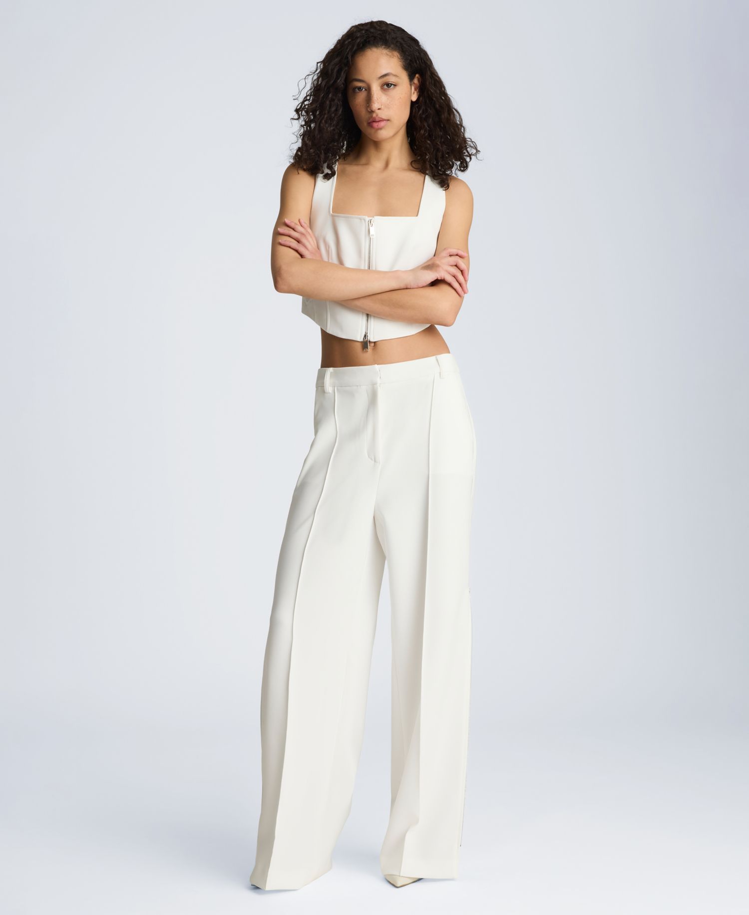 Women's High-Rise Pintuck Zip Sides Pants