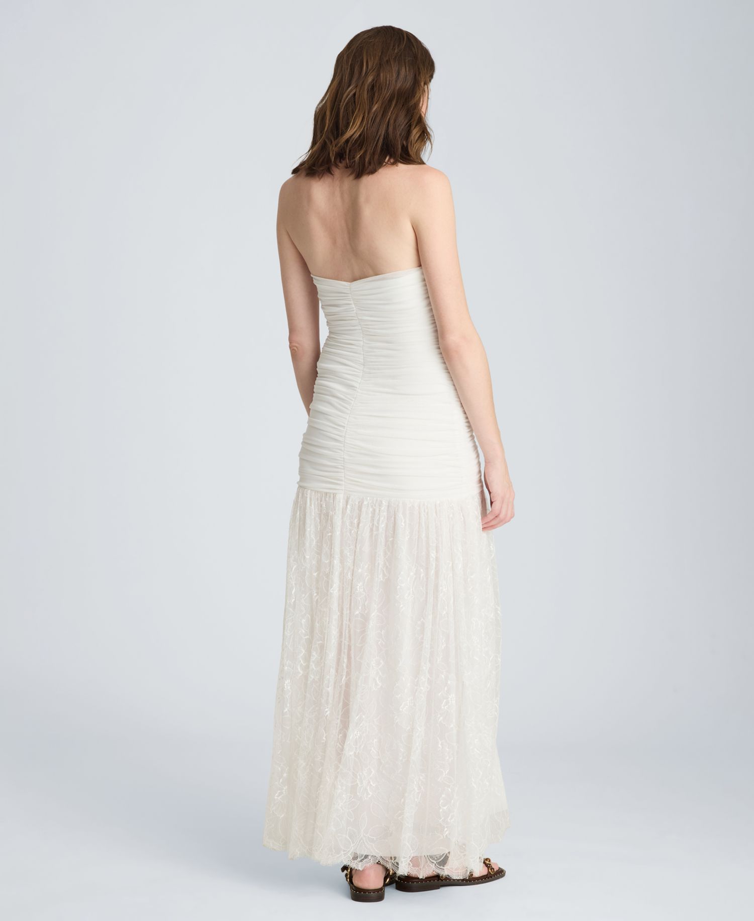 Women's Strapless Mesh Maxi Dress