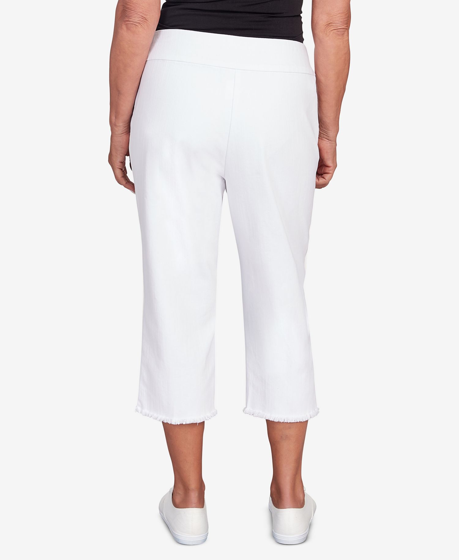Women's Classic Super Stretch Denim Fringe Capri Pants