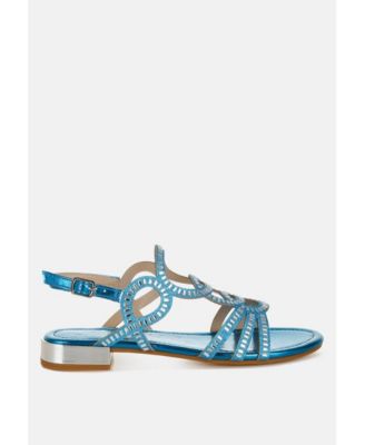 Womens Jisters Cut Out Detail Rhinestone Flat Sandals