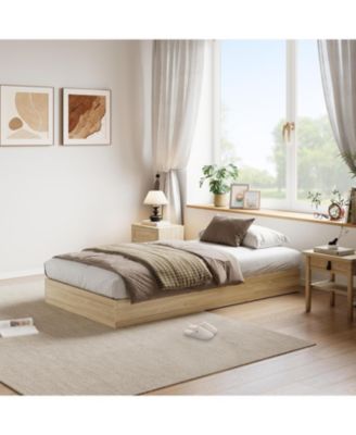gaomon - Platform Bed Frame with Wooden Slats, Floor-Standing Design, No Box Spring Needed Brown