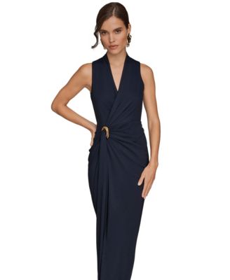 Women's Draped Faux-Wrap Gown