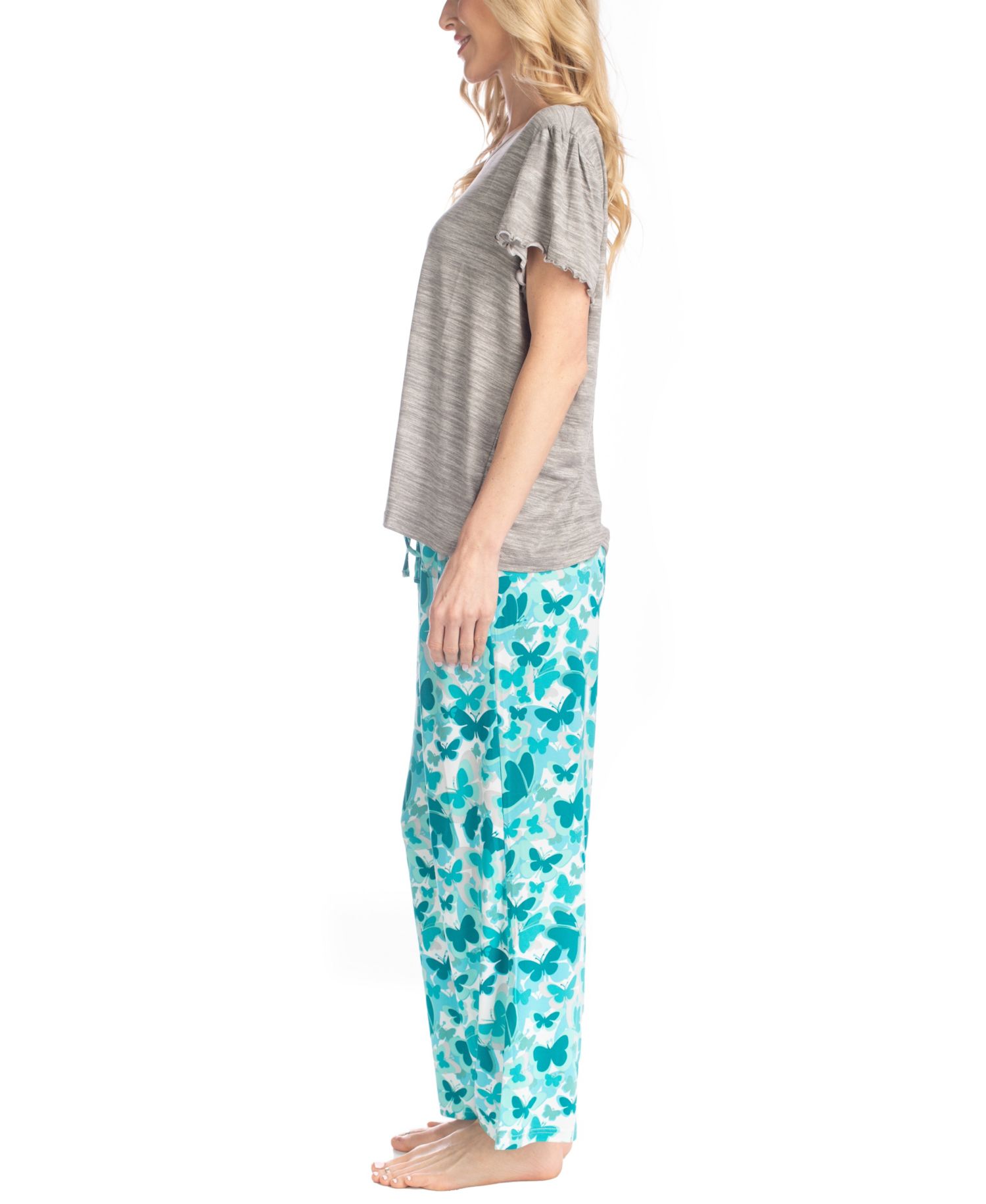 Women's Artistic Garden Round Neck Top and Ankle Pants