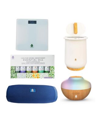 Pursonic FlameGlow Aromatherapy Diffuser with 360degrees Hi Res Wireless Speaker and 6 Pack Essential Oils - White 220$