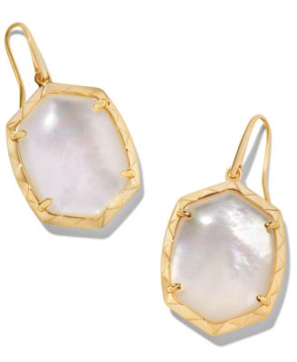 Imitation Pearl 14k Gold Plated Over Brass Daphne Drop Earrings
