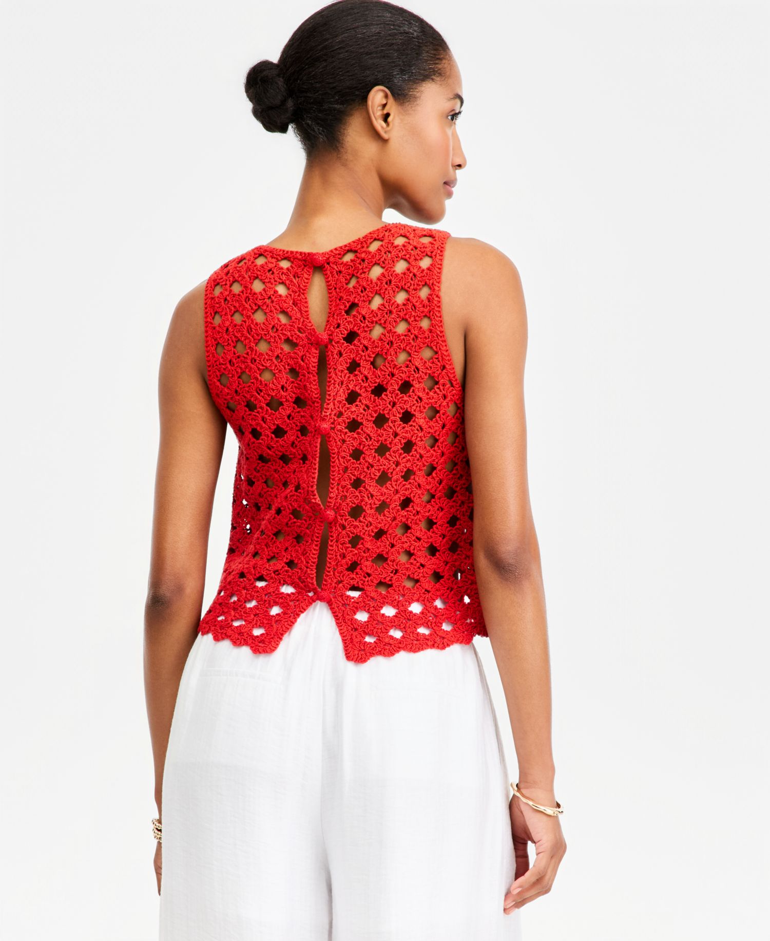 Women's Crochet Button-Back Tank