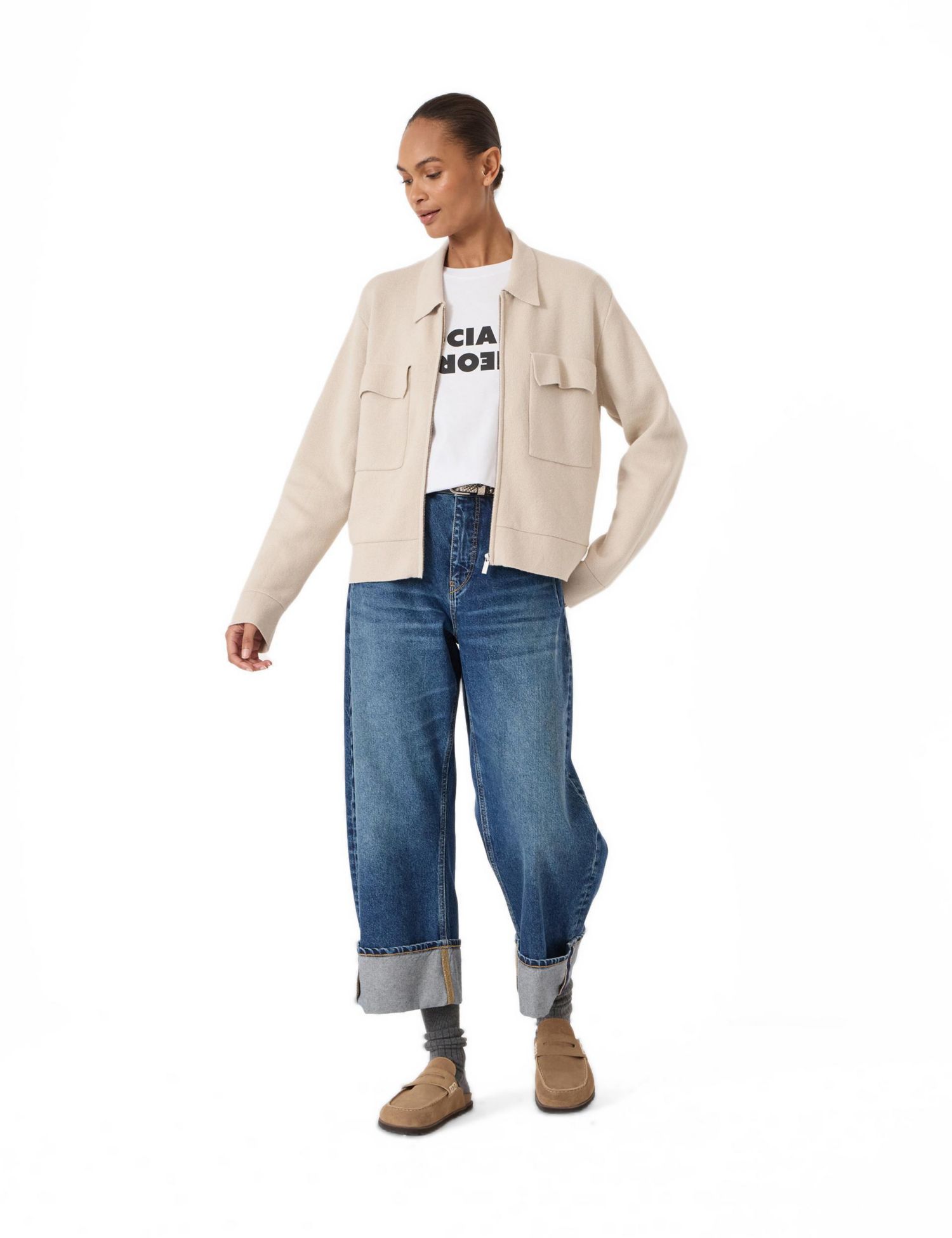 Women's Knitted Zip Front Jacket