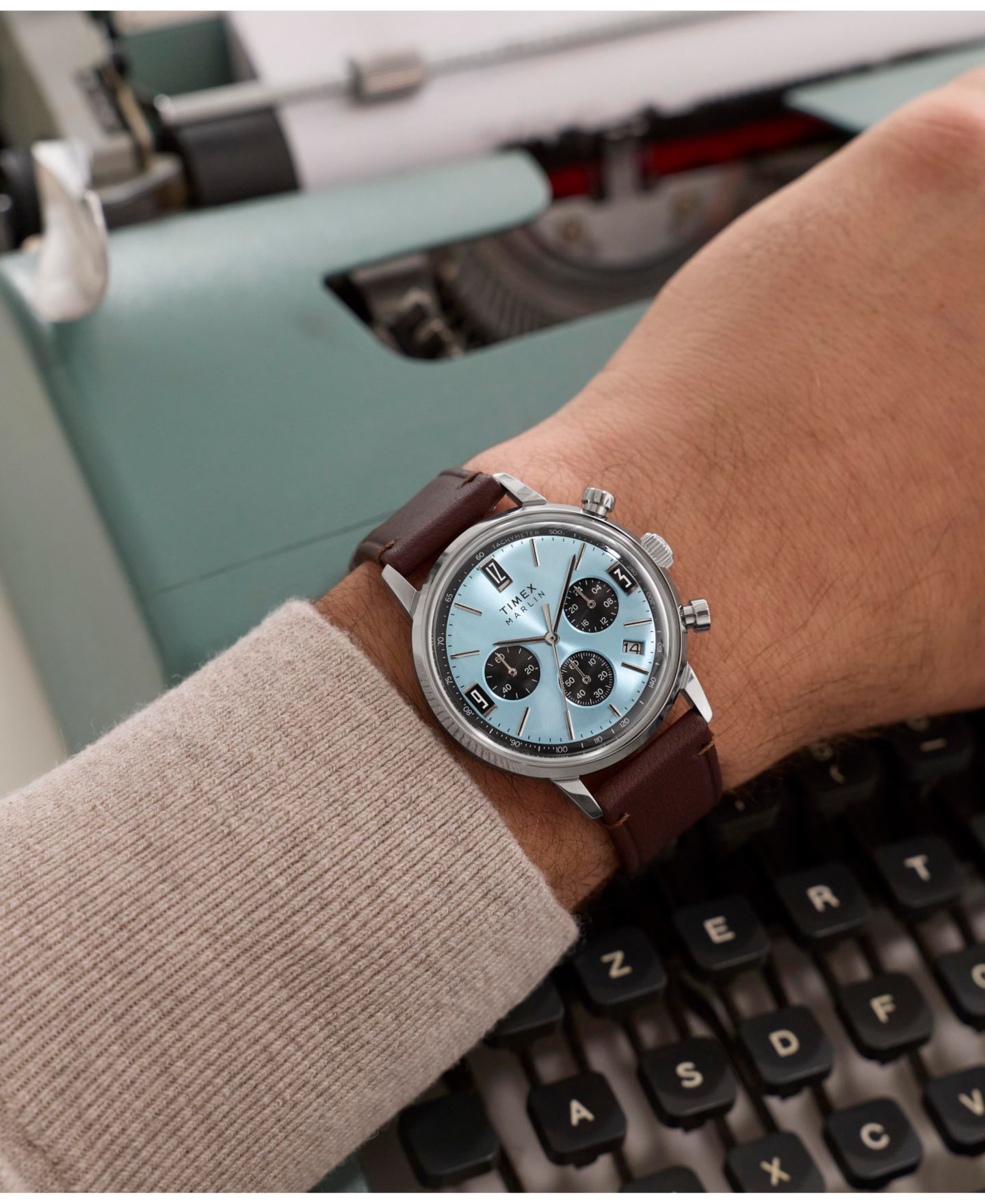Мужские часы Timex Quartz Chronograph Brown Leather Watch 40mm — фото 6