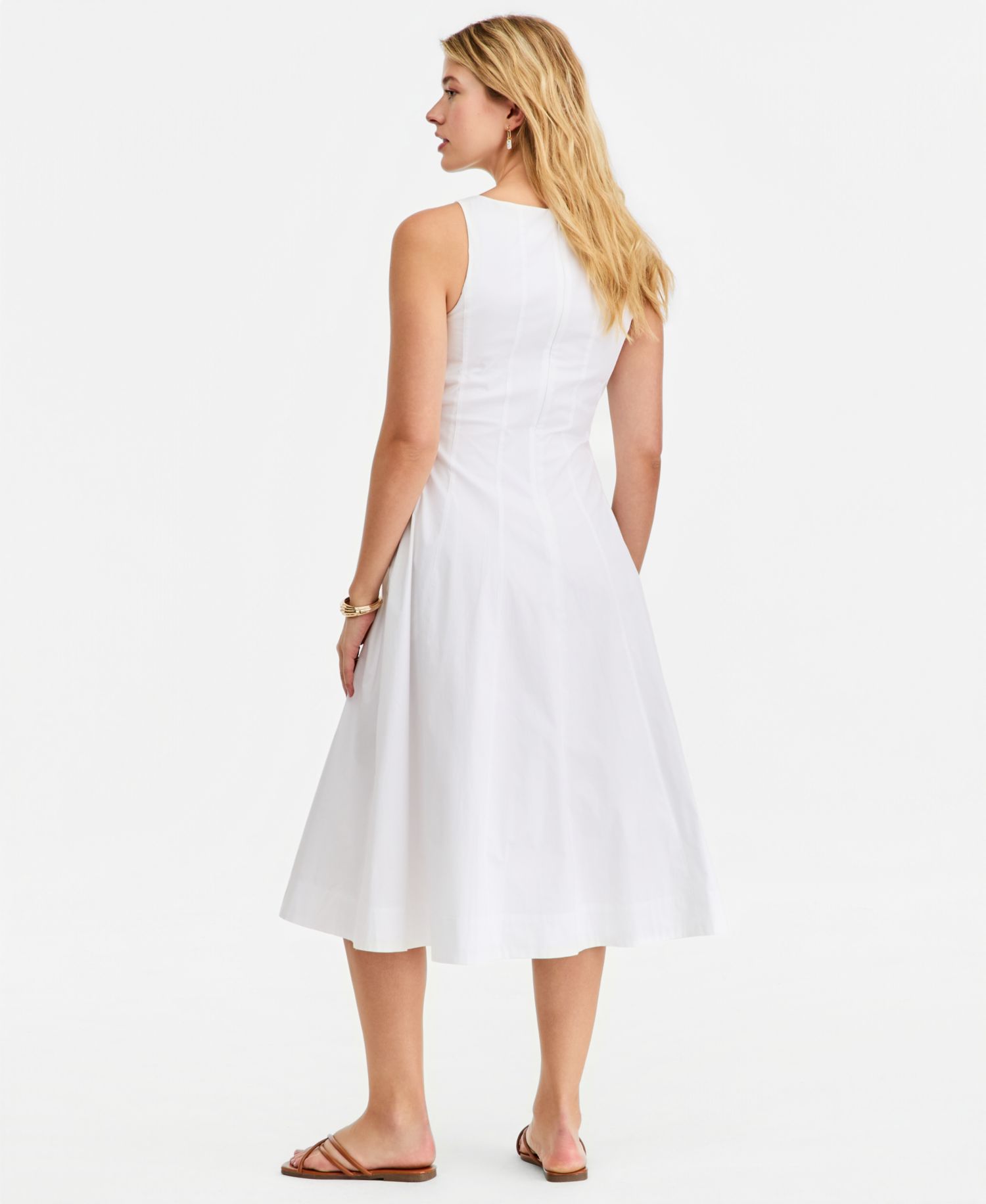 Women's Seamed Boatneck Midi Dress