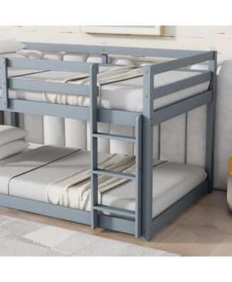 Solid Wooden, Solid Rubber Wooden Twin over Twin Floor Bunk Bed with Ladder