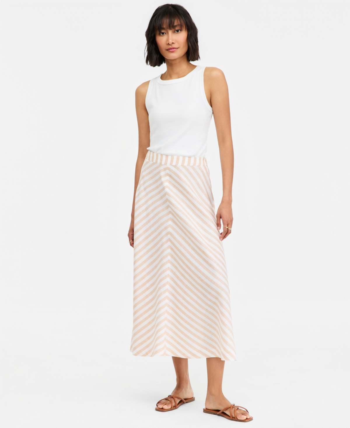 On 34th Women's Linen-Blend Midi Circle Skirt, Macy's Exclusive