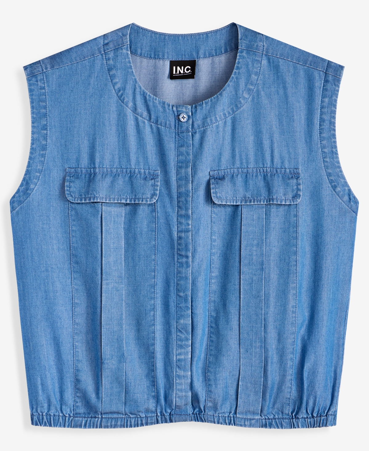 I.n.c. International Concepts Petite Chambray Drop-Shoulder Top, Macy's Exclusive