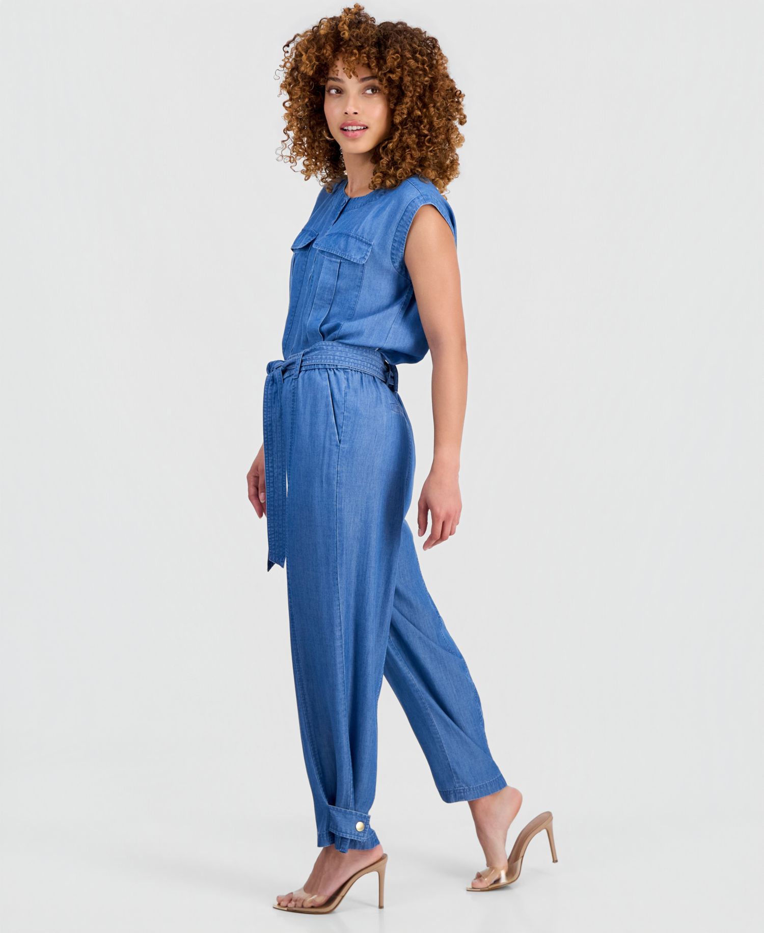 Petite High-Rise Belted Tapered Pants, Macy's Excluisve