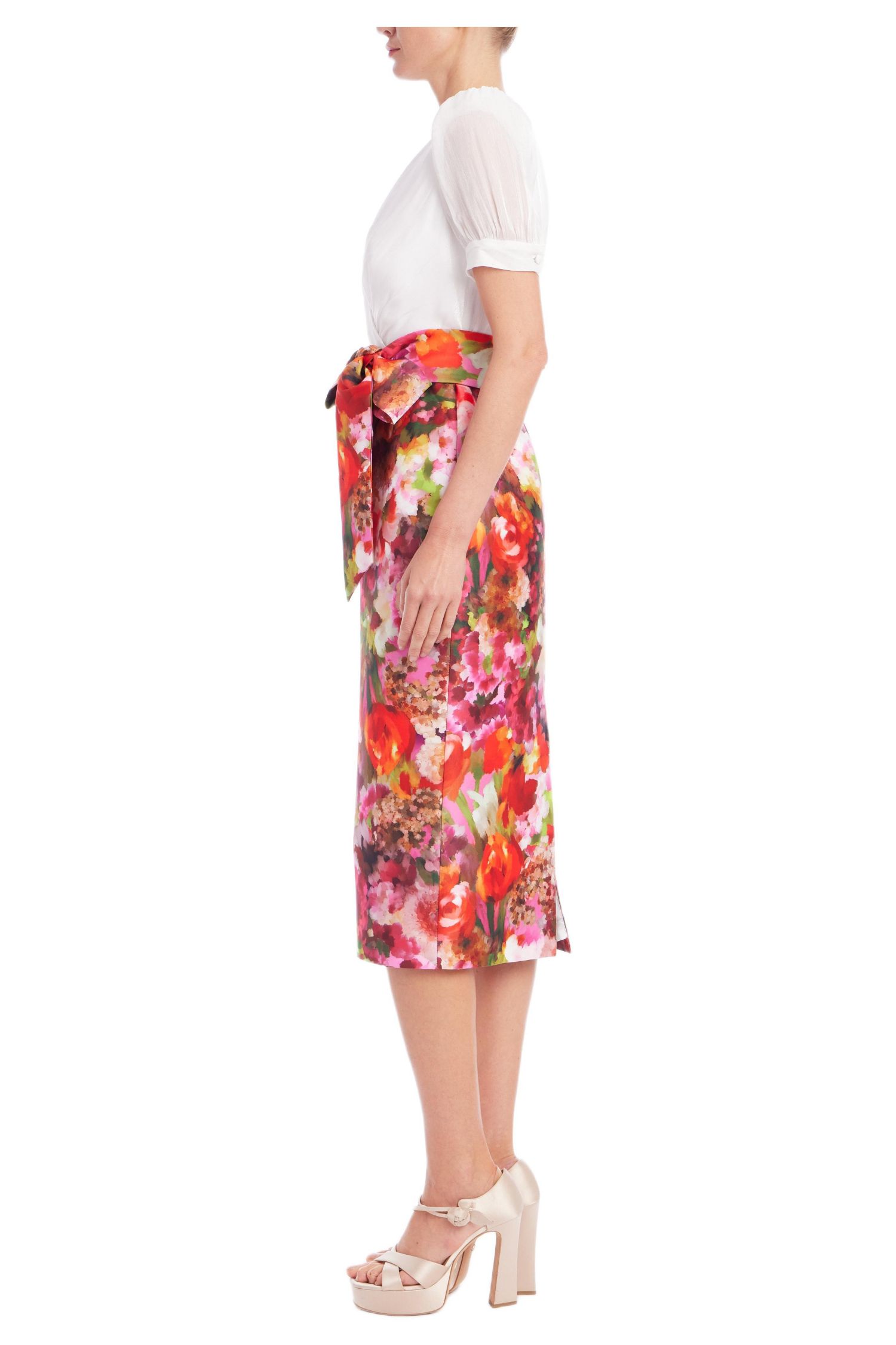 Women's Floral Mock Two-Piece Midi Cocktail Dress