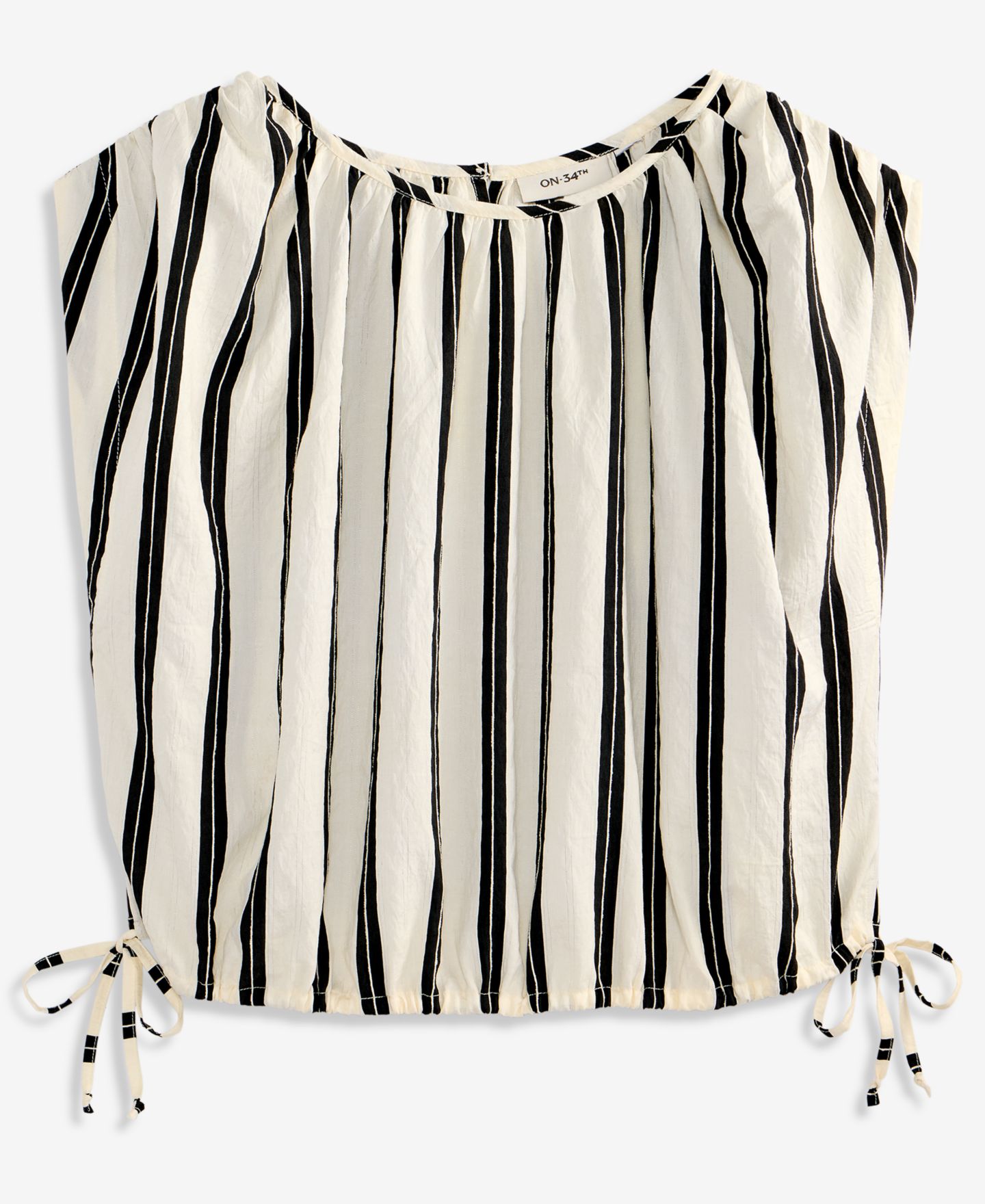 Женский топ On 34th Emma Striped Side-Tie Crop Bubble Top, цвет: Чёрный / Слоновая кость комбинированный — фото 5