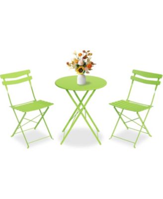 3-Piece Foldable Metal Bistro Set with Round Table, Compact for Small Spaces